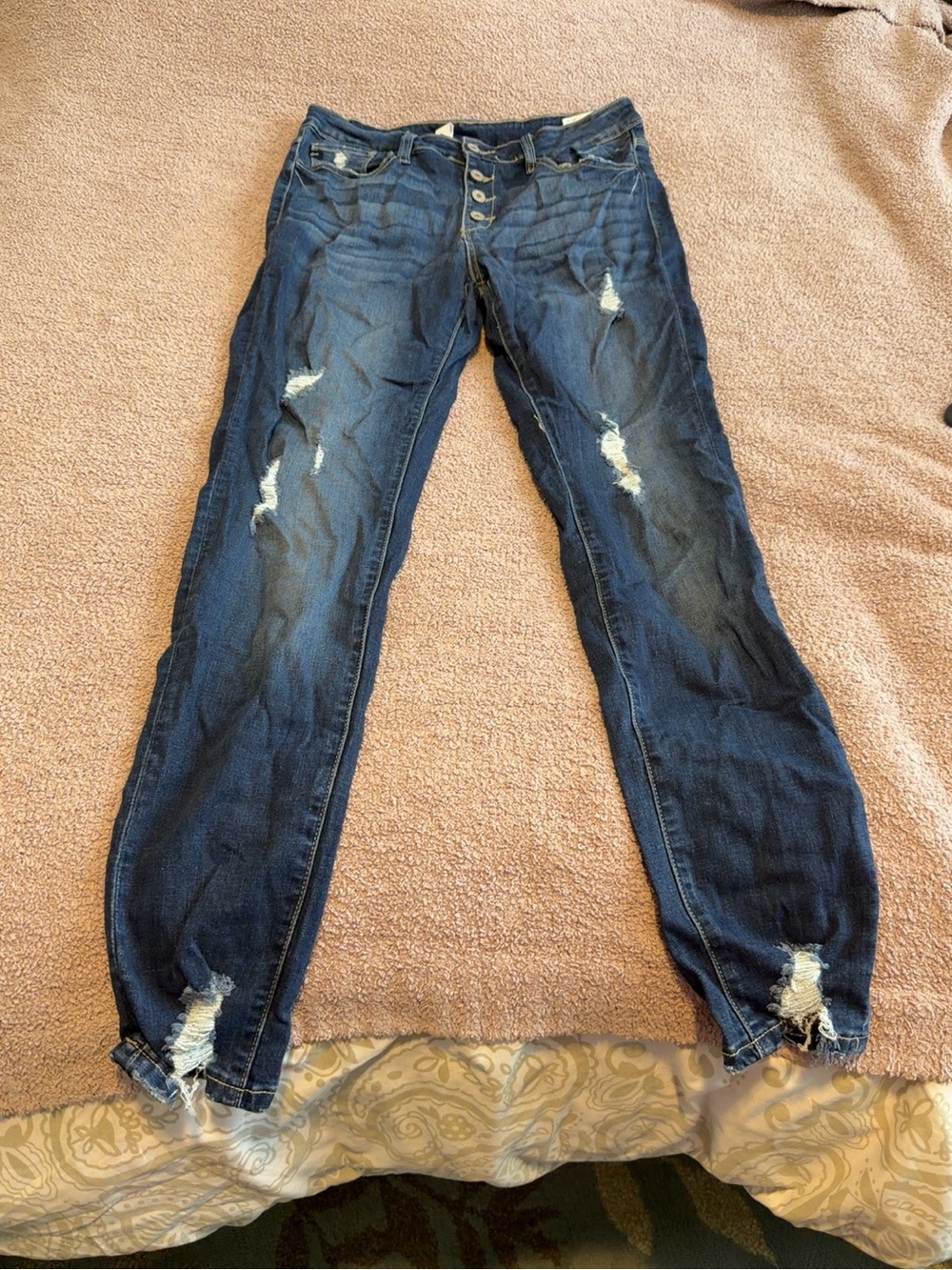Kancan Distressed Skinny Jeans Dark Wash Size 13/30